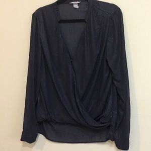 Glittery blue long sleeve blouse from H&M.